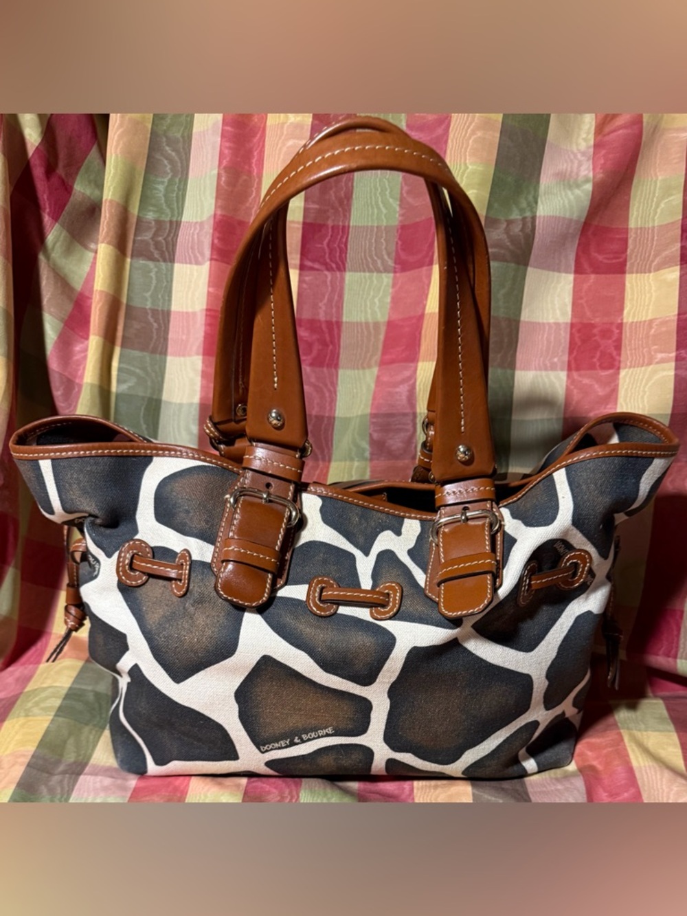 Dooney & Bourke Giraffe Canvas and Leather Tote - Picture 2 of 8